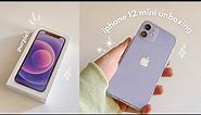 💜 unboxing iphone 12 mini purple in 2023 | phone cases try on !