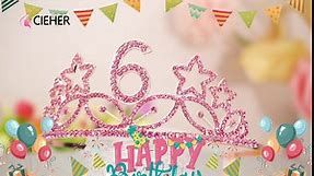 CIEHER 6 Years Girl Birthday Gift,6th Birthday Decorations for Girls,6th Birthday Girl,6th Birthday Sash and Tiara for Girls, Rose Gold Birthday Crown 6 & It's My 6th Birthday Sash and Tiara for Girls,6th Birthday Party Supplies