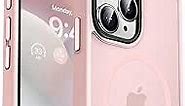 MOCCA Strong Magnetic for iPhone 15 Pro Max Case, [Compatible with Magsafe][13FT Military Drop Protection] Slim Translucent Matte Shockproof Case for iPhone 15 ProMax Case 6.7'', Pink