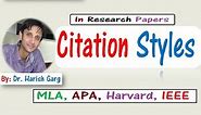 Citation Styles Used in Research Papers