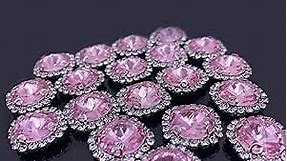 Flat Back Rhinestones Buttons Embellishments with Diamond, Sew On Crystals Glass Rhinestone for Clothing Wedding Bouquet(20pcs) Pink