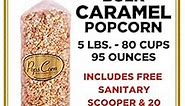 CARAMEL POPCORN BULK- Gourmet Popcorn - 5 lbs-80 CUPS-95 OZ- FREE SANITARY SCOOPER!!