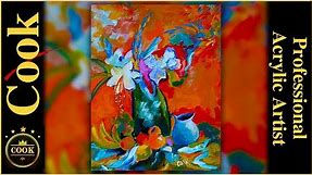 Abstract Still Life Flowers and Fruit Acrylic Painting Tutorial for Beginner and Advanced Artists