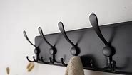 SKOLOO Rustic Wall Mounted Coat Rack: 16'' Hole to Hole, Pine Real Wood Plank Wall Coat Rack with 5 Triple Hooks, Farmhouse Coat Hanger Wall Mount for Hanging Backpack Jacket Coat Hat