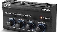 Pyle 4-Channel Portable Stereo Headphone Amplifier - Professional Multi-Channel Mini Earphone Splitter Amp w/4 ¼” Balanced TRS Headphones Output Jack and 1/4' TRS Audio Input For Sound Mixer - PHA40