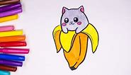 How to draw a Cute Cat Easy. A banana cat