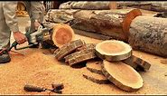 Professional And Creative Woodworking // Create A Unique Table From Wood Slices Of Large Tree Trunks