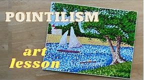 Pointillism Painting Tutorial | Step by step | Seurat Art Lesson
