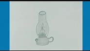 How to draw oil lamp | step by step kerosene oil lamp drawing |Easy drawing| old fashioned .,#basic