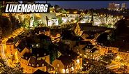 Downtown Luxembourg City by Drone - Luxembourg Night Drone View