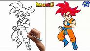 Goku Super Saiyan God Drawing || How to Draw Goku Super Saiyan God Full Body
