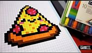 Handmade Pixel Art - How To Draw a Kawaii Pizza by Garbi KW #pixelart