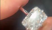 6 carat elongated cushion cut diamond engagement ring in white gold by Balacia