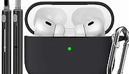 AirPods Pro Case Cover with Cleaner Kit,Soft Silicone Protective Case for Apple AirPod Pro 2nd/1st Generation Case for Women Men,AirPods Pro 2/Pro Case Accessories with Keychain-Black