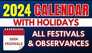 2024 Calendar With Holidays, Festivals, Events, Observances | List of All USA Holidays in 2024