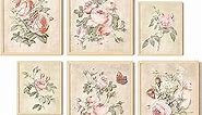 Vintage Rose Wall Decor - 12x16 Coquette Wall Decor, Rustic Pink Rose Poster, Pink Vintage Bathroom Decor, Retro Roses Pictures, Victorian Floral Paintings for Home Bedroom (UNFRAMED)