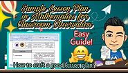 Sample Lesson Plan in Mathematics for Classroom Observation [Easy Guide!]