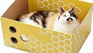5609PETS Extra Large Cardboard Cat Scratcher Box, Fun & Cute Cat Scratching Bed for Indoor Cats, Sturdy Scratch Box w/Catnip, 17"x13"x8.25", Premium Quality