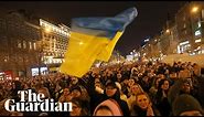 Cheers erupt as Ukraine president addresses huge protest in Prague via video link