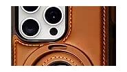 ETTSNU Leather Material with Metal Magnetic Folding Stand Cool Case Cover for iPhone 15/14/13/12 Pro Max Plus (Brown, for iPhone 15Pro Max)