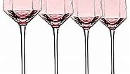 Crystal Champagne Flutes 8Oz Pink Wedding Champagne Glasses Classy Champagne Flutes Elegant Flutes Set of 4 for Wedding Anniversary Christmas (Pink)