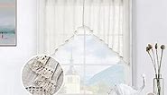 Beda Home Tassel Linen Textured Swag Curtain Valance for Farmhouses’ Kitchen; Light Filtering Rustic Short Swag Topper for Small Windows Bedroom Privacy Added Rod Pocket Design (Nature 36x36-2PCs)