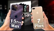 7 Year Old iPhone 7 Plus vs 15 Pro Max - iPhone Evolution