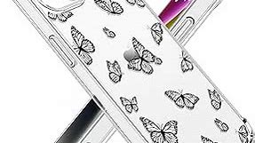 OOZ Crystal Phone Case for iPhone 14 Plus(2022) 6.7", Cute Clear Protective Cover,Black Butterfly Pattern Soft Shockproof Clear Phone Protective Case Cover for Women Girls