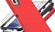 for Samsung Galaxy S21 Plus Case, with 2Pcs [Self Healing Flexible TPU Screen Protector & Camera Lens Protector] Military Grade 3 in 1 Heavy Duty Case for Galaxy S21 Plus 5G (Red/Black)