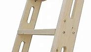 DIYHD 87" Knotty Pine Wood Sliding Library Ladder Rolling Ladder