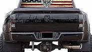 GRAPHIX EXPRESS Truck Back Window Graphics - Deer Hunter Skull Flag Decal (P533) - Hunting American Flag - Universal See Through Rear Window Vinyl Wrap - Full Window Decals for Trucks