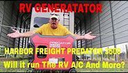 HARBOR FREIGHT PREDATOR 3500 Inverter Generator / Running The RV Air Conditioner And More