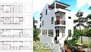 Elevated House Plans for Narrow Lots 5x20 Meter - SamPhoas Plan