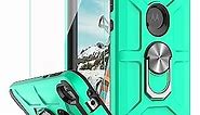 YmhxcY Moto E6 Case Motorola Moto E6 Case with HD Screen Protector 360 Degree Rotating Ring Kickstand Holder Dual Layers of Shockproof Phone Case for Motorola Moto E6-ZS Mint