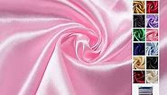 Pink Satin Fabric 60 Inch by 1 Yards Solid Silky Charmeuse Fabrics for Wedding Decoration Table Cover DIY Dress Fashion Backdrop Crafts Support