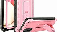 URBANITE for Samsung Galaxy A02S Case, Dual Layer Shockproof Rugged Protective Case with Screen Protector and Kickstand, Military Grade Heavy Duty Cover Case for Samsung A02S Phone(Pink)