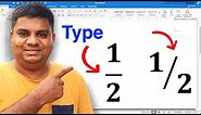 How to type 1/2 on laptop Keyboard In Word as a Fraction