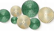 TEIPAI Emerald Green and Gold Wall Decor for Living Room, 7PCS Modern Metal Wall Art Hanging Sculptures for Office Bedroom Decoration, Brass Gold Home Decor for Gallery Wall Guest Room Bathroom