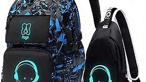 Asge boys backpack for kids camo bookbag for middle school bags travel back pack (Blue)