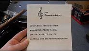 EMERSON NR303TT COMPLETE STEREO SYSTEM AMFM RADIO CD CASSETTE PLAYER RECORD PLAYER EBAY TESTING