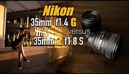 Nikon 35mm f1.4 G vs Nikon 35mm Z f1.8 S lens Review - Photoshoot with sample images & 4k videoclips