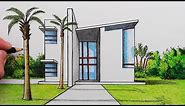 How to Draw a Modern House in 1-Point Perspective: Narrated