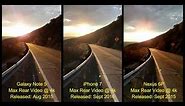 Galaxy Note 5 vs iPhone 7 vs Nexus 6P: Video Review Test in Sunset (4k)