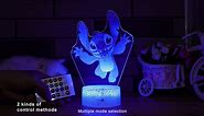 NLUOYLF Stitch Gifts, Stitch Night Light for Kids, Christmas and Birthday Party Supplies for Boys/Girls, Stitch Decoration 3D Night Light, 16 Colors Change with Remote