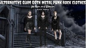 Glam Goth Metal Punk Rock Clothes for Men and Women - Black Temple