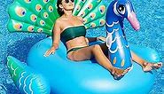 FindUWill Giant Peacock Pool Floats - 85" Inflatable Peacock Pool Floaties, Large Ride On Pool Raft Lounger Island, Summer Beach Swimming Pool Party Decorations for Adults