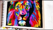 Colorful Lion || Acrylic Painting || How to paint lion multicolor easy