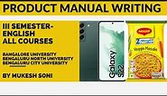 Product Manual Writing - 3rd Sem. B.Com/BBA/B.Sc./BCA - BU/BNU/BCU