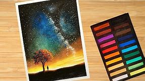 How to draw Galaxy with soft pastels | Soft pastel drawing for beginners