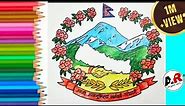 How to draw coat of arm of Nepal easily, Emblem of Nepal. Logo of Nepal